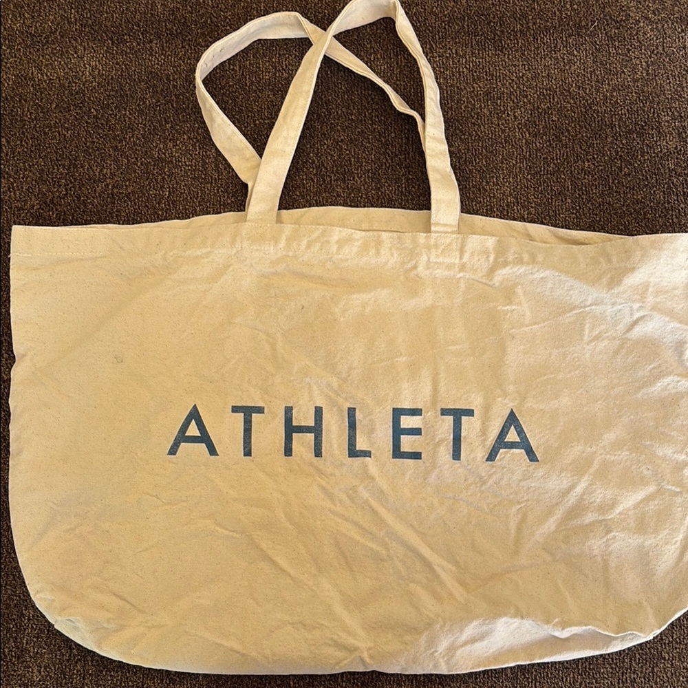 Athleta Tan Canvas Tote Bag with Flexible Design